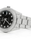 ROLEX DATEJUST ICED OUT 41MM SILVER BLACK DIAL AUTOMATIC STAINLESS STEEL WATCH FULL MOISSANITE 16.00CT - Image 2