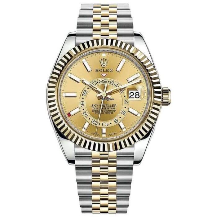 Rolex Sky Dweller Yellow Gold Champagne Dial 42MM Bezel Two Tone Jubilee Men's Watch 326933 - Image 2
