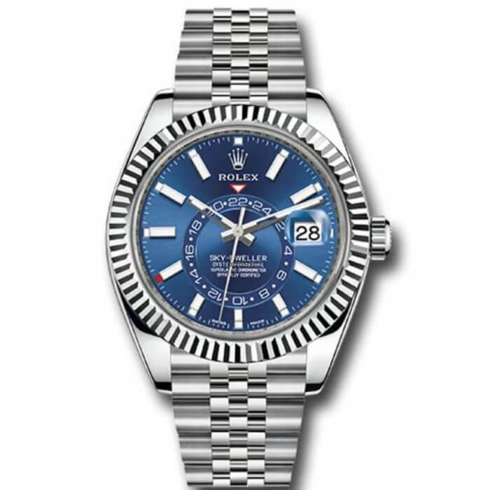 Rolex Oyster Perpetual Blue face Sky Dweller Index Dial 42mm Jubilee White Gold Fluted 326934