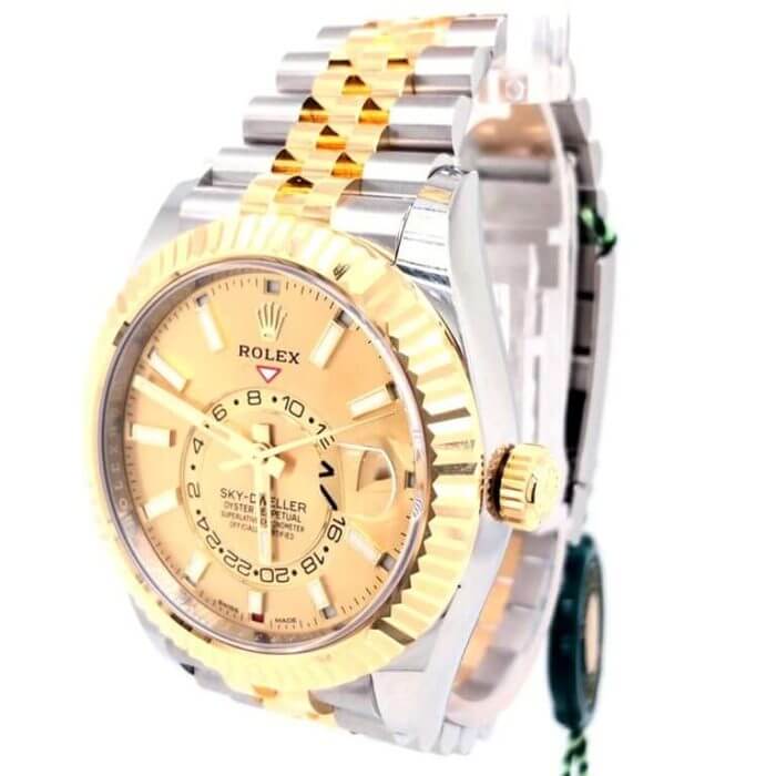 Rolex Sky Dweller Yellow Gold Champagne Dial 42MM Bezel Two Tone Jubilee Men's Watch 326933 - Image 3