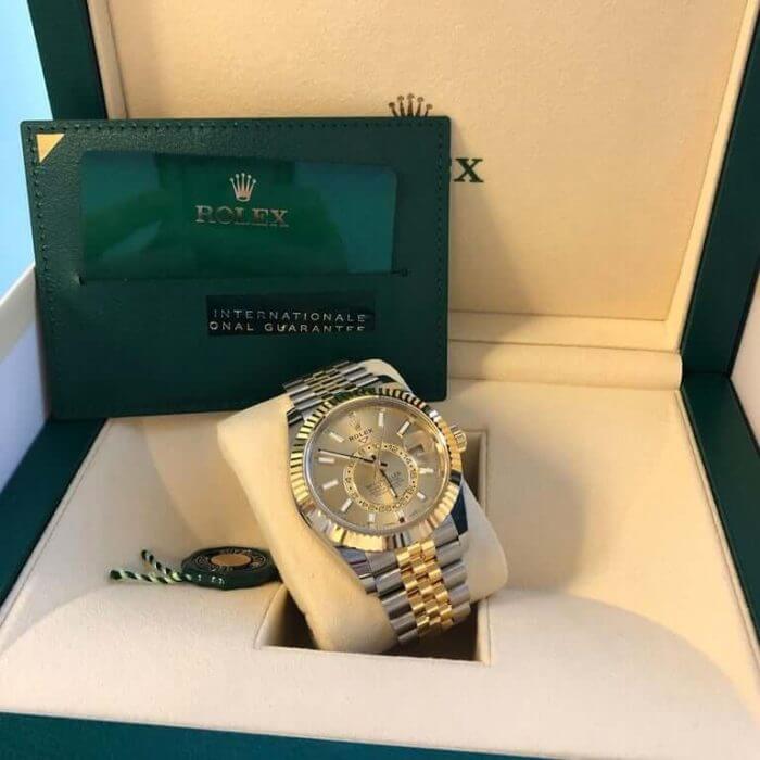 Rolex Sky Dweller Yellow Gold Champagne Dial 42MM Bezel Two Tone Jubilee Men's Watch 326933 - Image 6