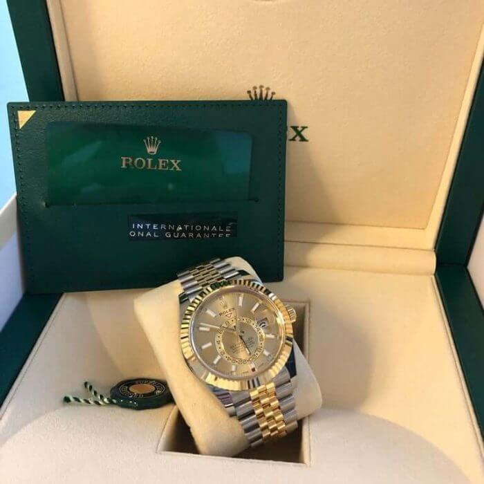 Rolex Sky Dweller Yellow Gold Champagne Dial 42MM Bezel Two Tone Jubilee Men's Watch 326933 - Image 7