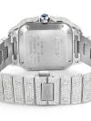 Iced Out Cartier WATCH BUST DOWN SANTOS DE 40MM STEEL SILVER FULL ICED VVS MOISSANITE ROMAN DIAL - Image 3