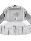 Iced Out Cartier WATCH BUST DOWN SANTOS DE 40MM STEEL FULL ICED VVS MOISSANITE BLUE ROMAN DIAL - Image 4