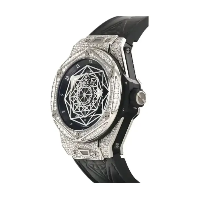 Hublot Big Bang Black Sang Bleu Steel Pave 45mm Iced Out Wrist Men's Watch - Image 4