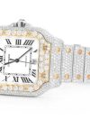 Iced Out Cartier WATCH BUST DOWN SANTOS DE 40MM TWO TONE FULL ICED VVS MOISSANITE ROMAN DIAL - Image 2