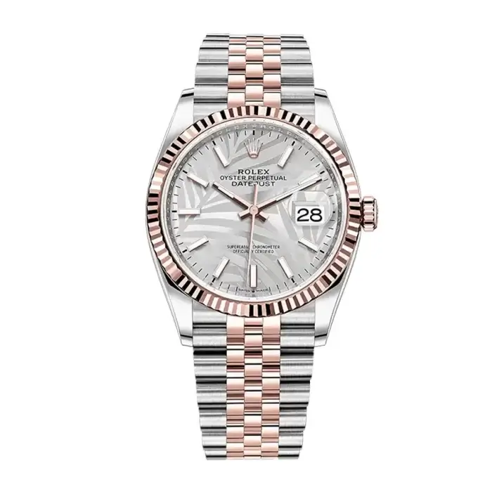 Rolex Datejust Silver Palm Motif Dial Jubilee Bracelet Replica