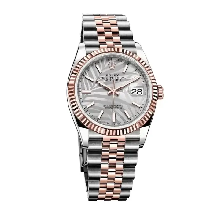 Rolex Datejust Silver Palm Motif Dial Jubilee Bracelet Replica - Image 2