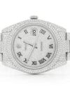 ROLEX DATEJUST ICED OUT 41MM SILVER AUTOMATIC STAINLESS STEEL WATCH FULL MOISSANITE 23.50CT