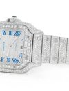 Iced Out Cartier WATCH BUST DOWN SANTOS DE 40MM STEEL FULL ICED VVS MOISSANITE BLUE ROMAN DIAL - Image 2
