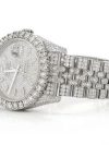 ROLEX DATEJUST 36MM SILVER AUTOMATIC STAINLESS STEEL FULL ICED MOISSANITE WATCH 17.00CT - Image 3