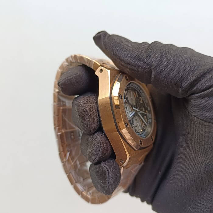 AP Royal Oak Rose Gold Chronograph Brown Dial 42mm Stainless Steel Watch - Image 2