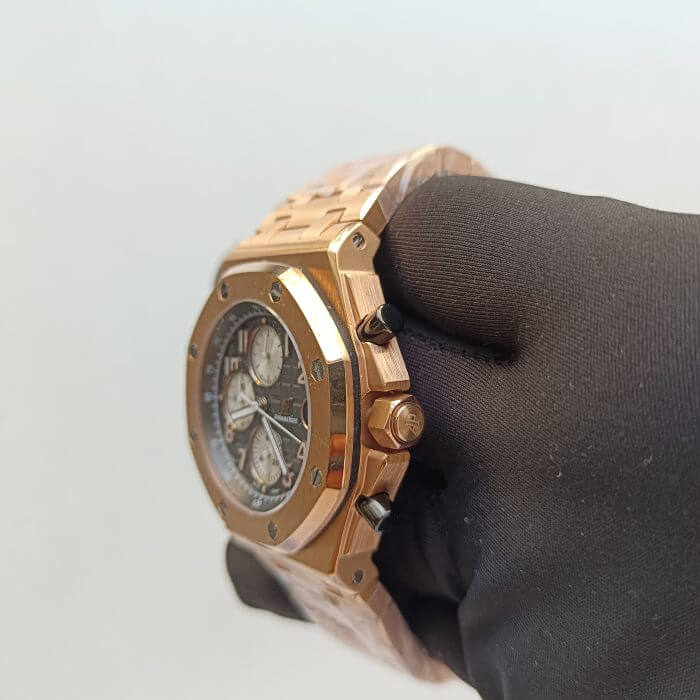 AP Royal Oak Rose Gold Chronograph Brown Dial 42mm Stainless Steel Watch - Image 3