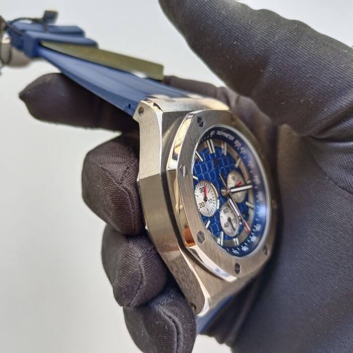 Audemars Piguet Royal Oak Offshore Blue Dial 44MM Rubber Strap Steel Chronograph Men's Watch - Image 3