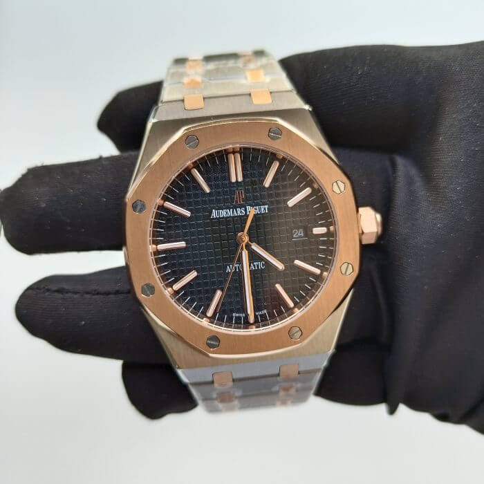 Royal Oak Black Dial | Audemars Piguet 41MM | Two Tone Wrist Men’s Watch - Image 2