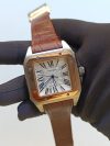 Cartier Santos Rose Gold 100 Large White Dial  Brown Leather Belt Men’s Watch W20107X7 - Image 3
