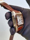 Cartier Santos Rose Gold 100 Large White Dial  Brown Leather Belt Men’s Watch W20107X7 - Image 4