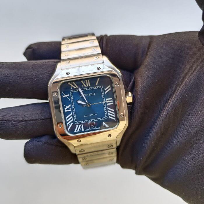 Cartier Santos Blue Dial  De Cartier Large 39.8 Mm Men’s Watch WSSA0030