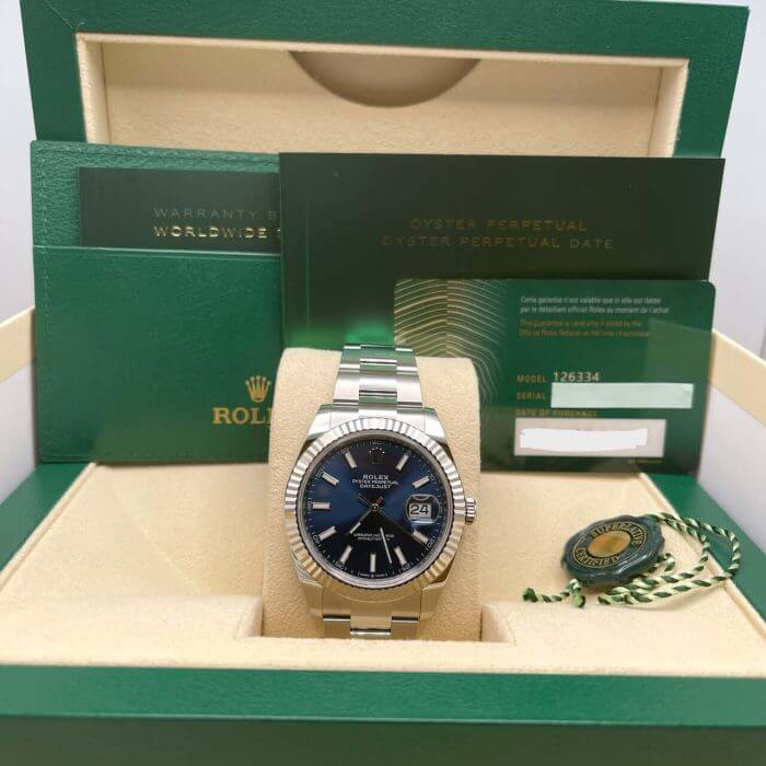 Rolex Datejust 41 White Gold Blue Dial Replica Watch - Image 8