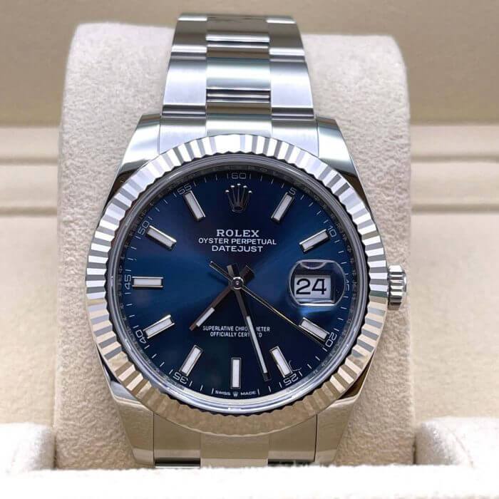 Rolex Datejust 41 White Gold Blue Dial Replica Watch - Image 3