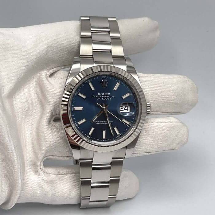 Rolex Datejust 41 White Gold Blue Dial Replica Watch