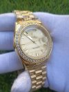 Rolex DayDate ii Stainless Steel Yellow Gold Champagne With Diamond Bezel And 41MM Roman Dial President Bracelet Watch - Image 3