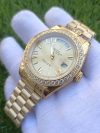 Rolex DayDate ii Stainless Steel Yellow Gold Champagne With Diamond Bezel And 41MM Roman Dial President Bracelet Watch - Image 4