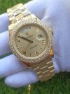 Rolex DayDate ii Stainless Steel Yellow Gold Champagne With Diamond Bezel And 41MM Roman Dial President Bracelet Watch - Image 6
