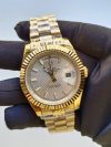 Rolex Day-Date 40 Yellow Gold Silver Dial Diagonal Motif Index & Fluted Bezel President Bracelet 228238 - Image 2