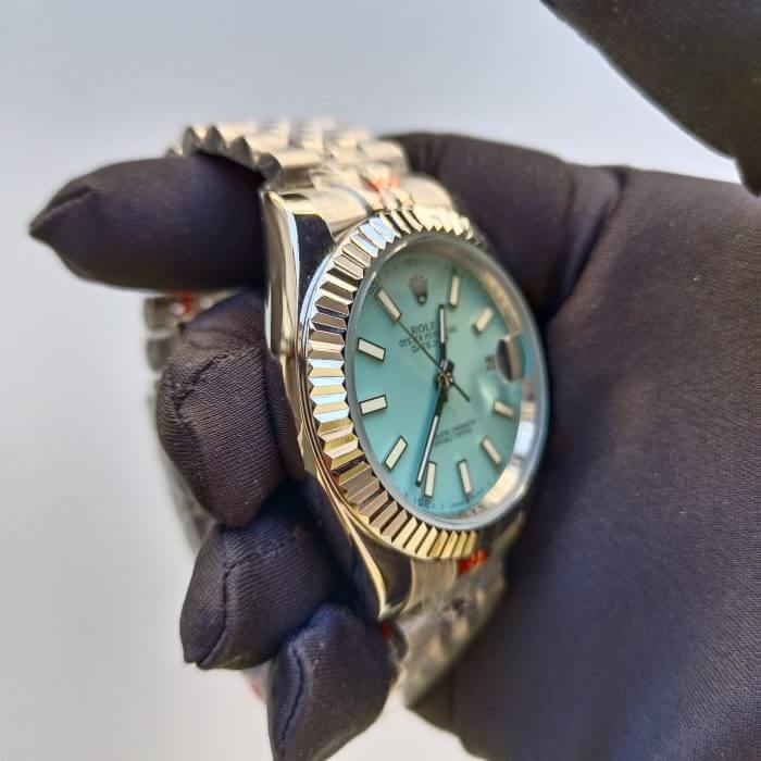 Rolex Datejust Ice Blue Replica Automatic White Gold Watch - Image 3