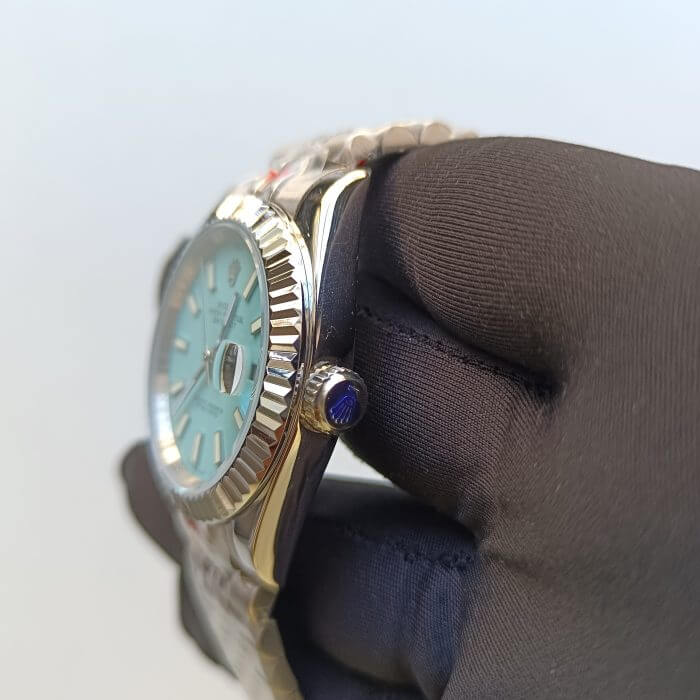 Rolex Datejust Ice Blue Replica Automatic White Gold Watch - Image 2