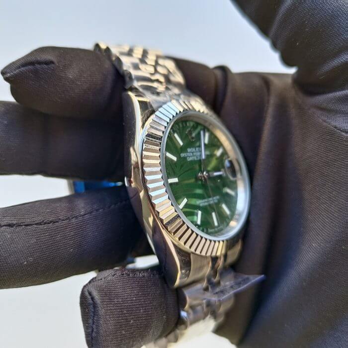 Rolex Datejust Green Palm Motif 41mm Replica Watch - Image 3