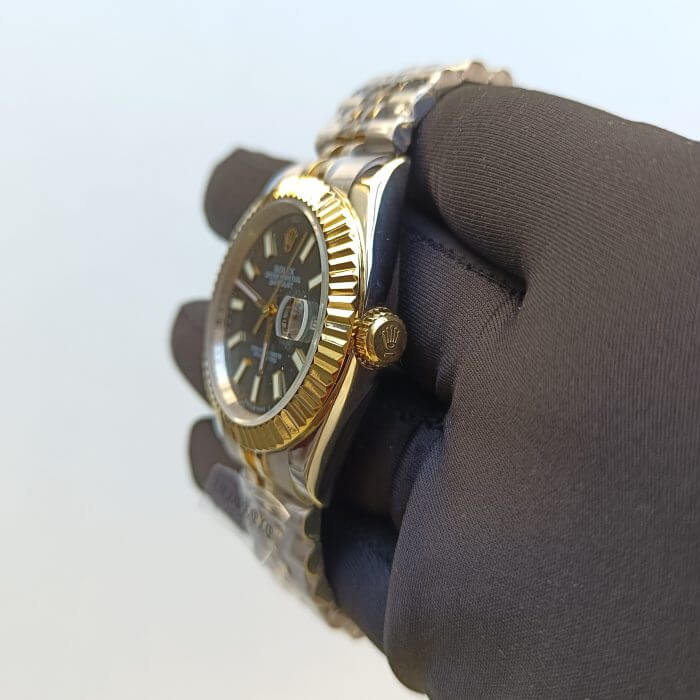 Rolex Datejust 41 Black Dial Gold Replica Watch For Men - Image 6