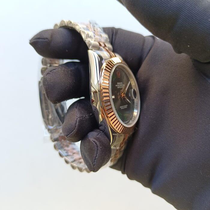 Rolex Datejust Slate Green Roman Number Yellow Gold Jubilee Replica Watch - Image 6