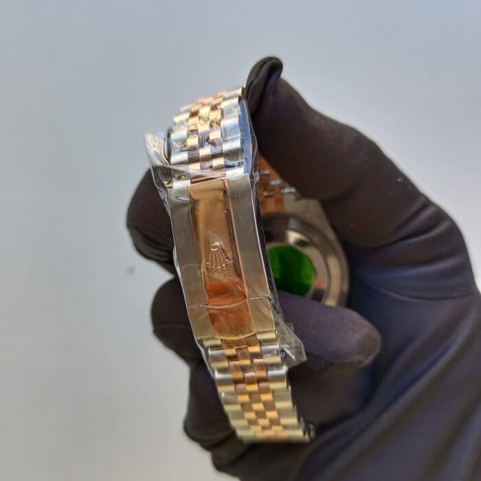 Rolex Datejust Slate Green Roman Number Yellow Gold Jubilee Replica Watch - Image 8