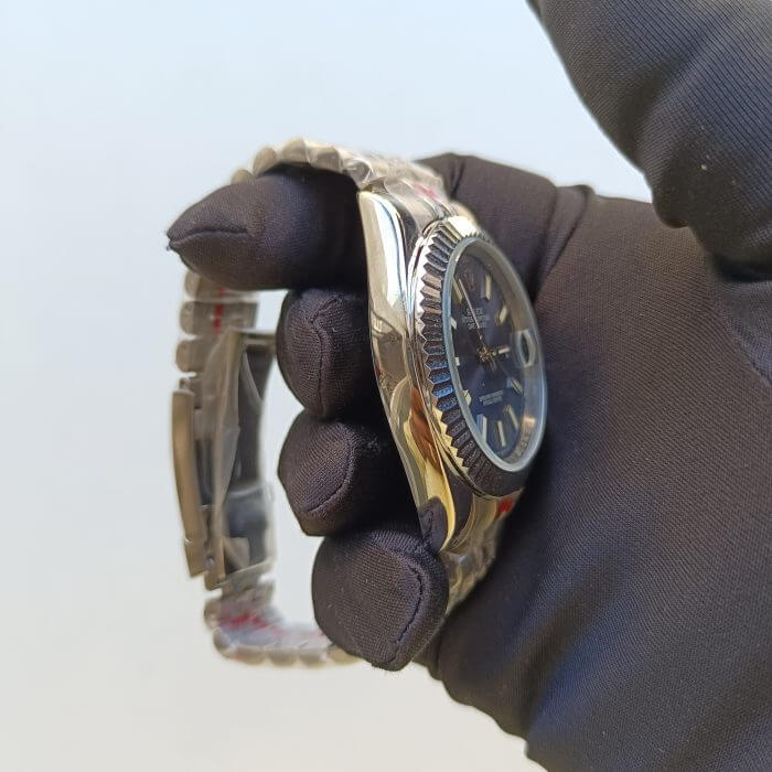 Rolex Datejust 41 Steel White Gold Blue Dial Replica Watch - Image 3