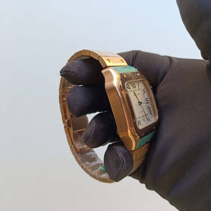 Cartier Santos Rose Gold Large Silver Opaline Dial Bracelet WGSA0007WGSA - Image 2