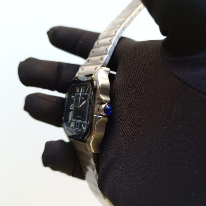 Santos De Cartier Black Grey Dial Large Model Automatic 39 Mm Stainless Steel Watch WSSA0037 - Image 3