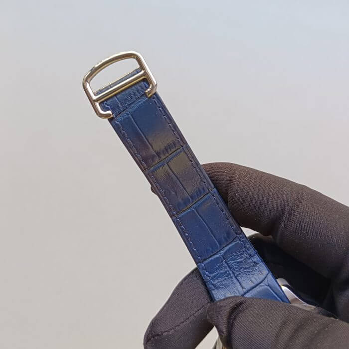 Cartier Santos Two Tone Large 39.8 mm Blue Dial Leather belt Men's Watch - Image 5