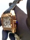 Cartier Santos Rose Gold 100XL Chronograph Large White Dial Leather Belt Men’s Watch - Image 4