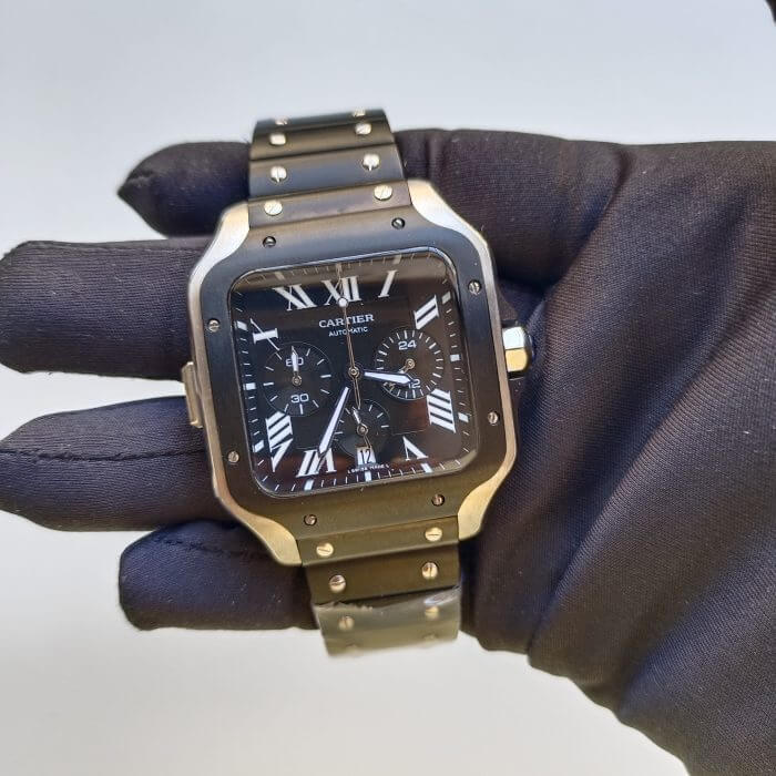 Cartier Santos 100 XL Chronograph Black Dial Steel Bracelet WSSA0017 Men’s Watch - Image 6
