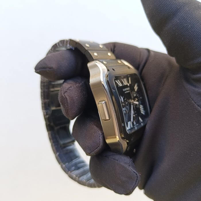 Cartier Santos 100 XL Chronograph Black Dial Steel Bracelet WSSA0017 Men’s Watch - Image 7