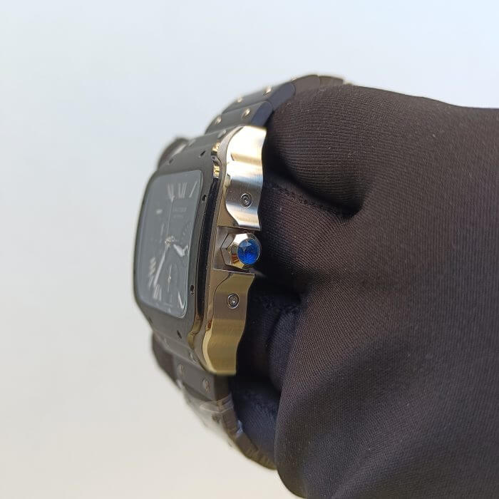 Cartier Santos 100 XL Chronograph Black Dial Steel Bracelet WSSA0017 Men’s Watch - Image 3