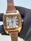 Cartier Santos 100 Gold Yellow Large White Dial  Brown Leather Belt Men's Watch W20107X7 - Image 3