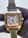 Large White Watch | Cartier Santos 100XL Chronograph | Two Tone Black Leather Belt Watch - Image 6
