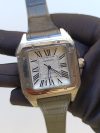 Cartier Santos Black Leather strap 100 Large White Dial Steel Men’s Watch W20107X7 - Image 3