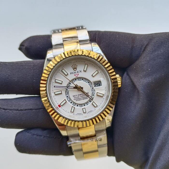 Rolex Sky Dweller Two Tone White Dial 42MM Yellow Gold Bezel Oyster Men's Watch 326933 - Image 2