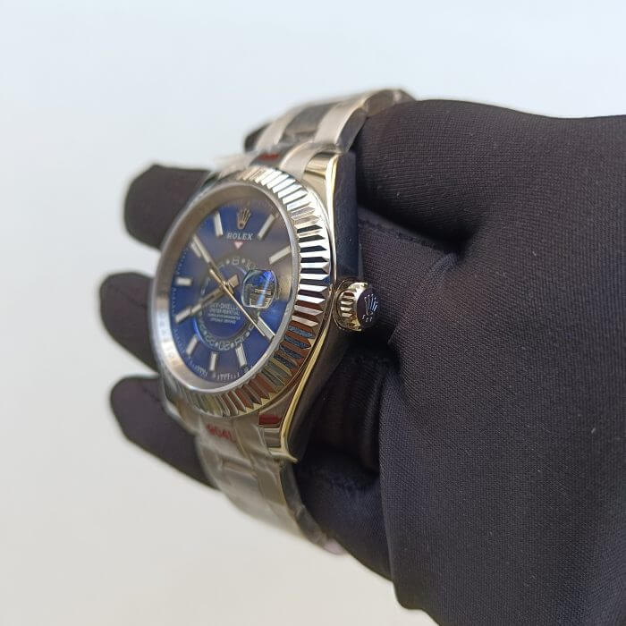 Rolex Sky Dweller Blue Index Dial 42MM Fluted White Gold Bezel Oyster Bracelet 326934 - Image 10