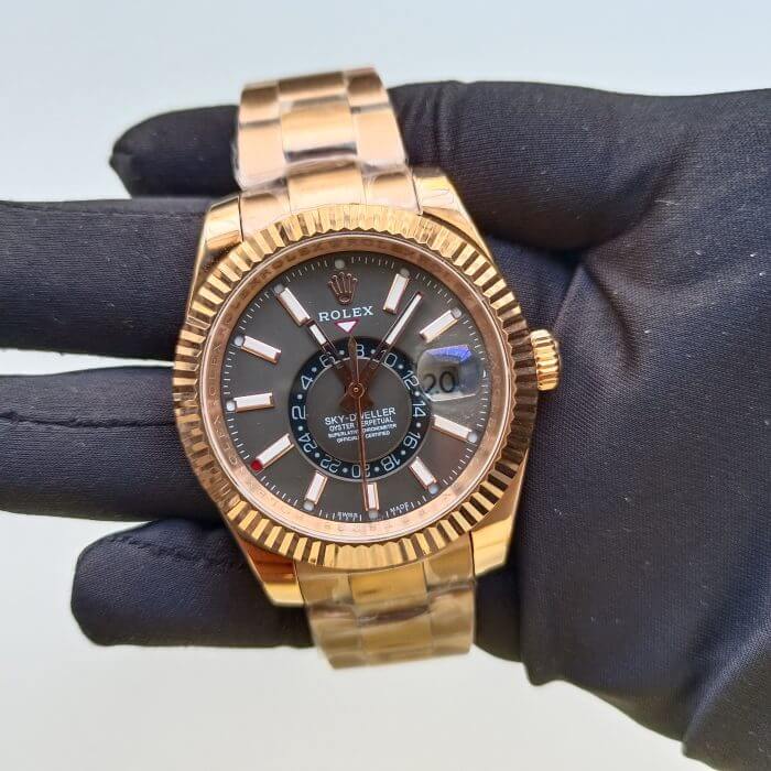 Rolex Sky Dweller Rose Gold 42MM Dark Rhodium Index Dial Fluted Bezel Oyster Bracelet 326935 - Image 2