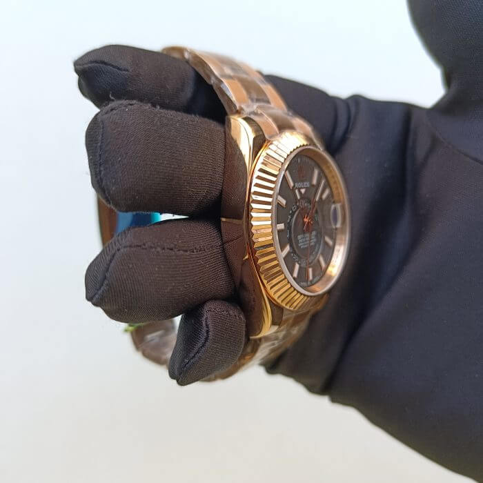 Rolex Sky Dweller Rose Gold 42MM Dark Rhodium Index Dial Fluted Bezel Oyster Bracelet 326935 - Image 14